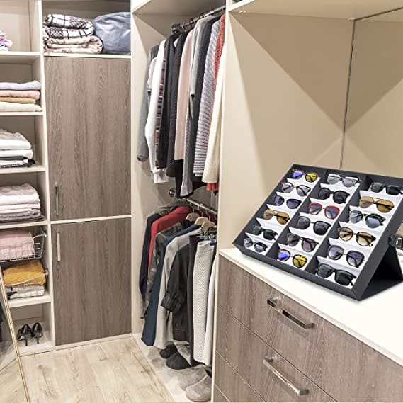 18 Grid Sunglasses Organizer, Eyeglasses Storage Display Box, Glasses Display Stand Storage Box Case Tray, Eye Wear Display Stand, Foldable Glasses Display Case, Glasses Jewelry Organizer 18 Grid Sunglasses Organizer, Eyeglasses Storage Display Box, Glasses Display Stand Storage Box Case Tray, Eye Wear Display Stand, Foldable Glasses Display Case, Glasses Jewelry Organizer